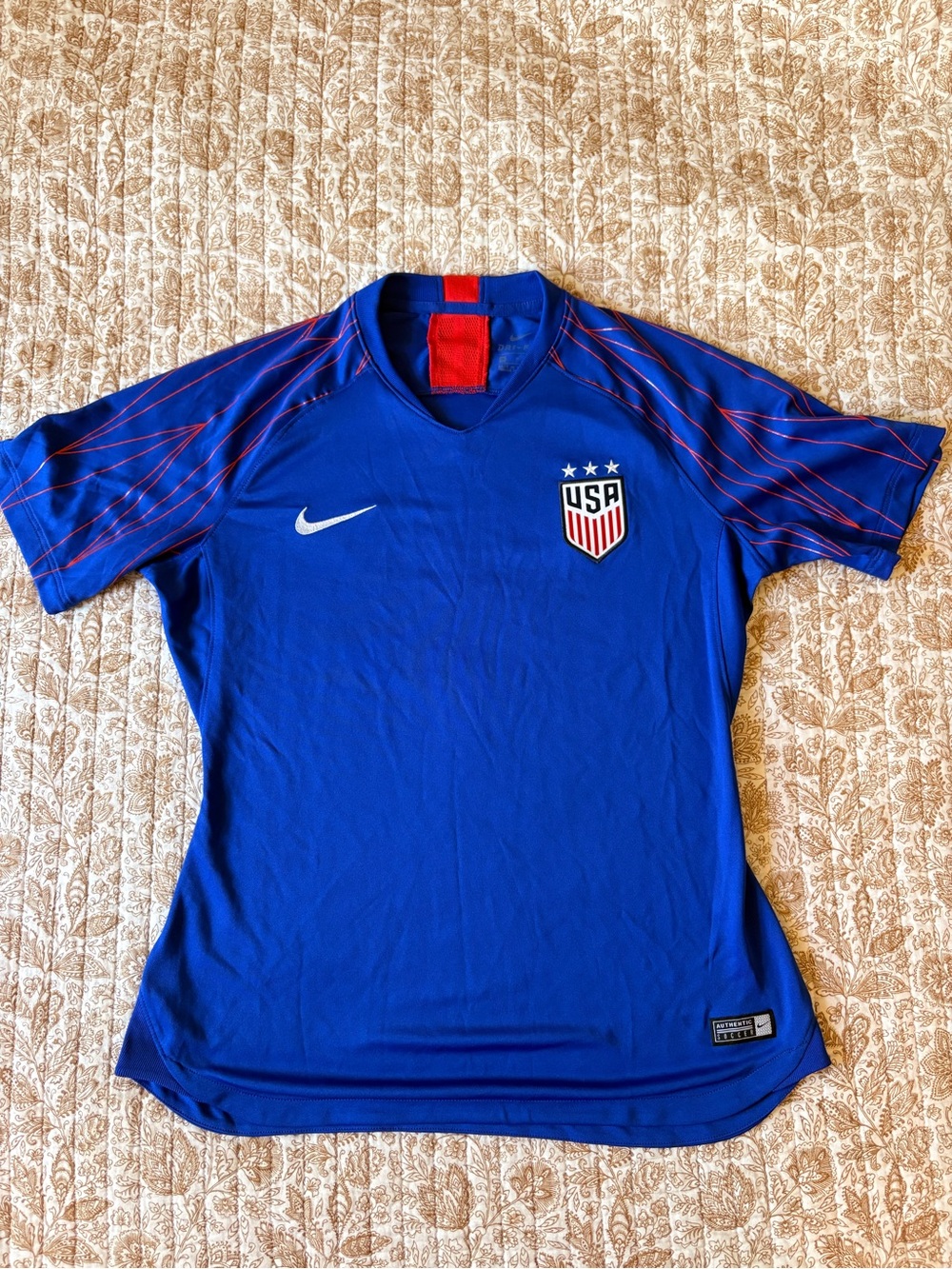 Throwback Nike Royal Blue and Red Dri-FIT Soccer Jersey